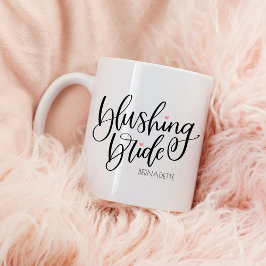 Caneca De Café Em Dois Tons Noiva Corada Letra Moderna Corações Rosa Personali