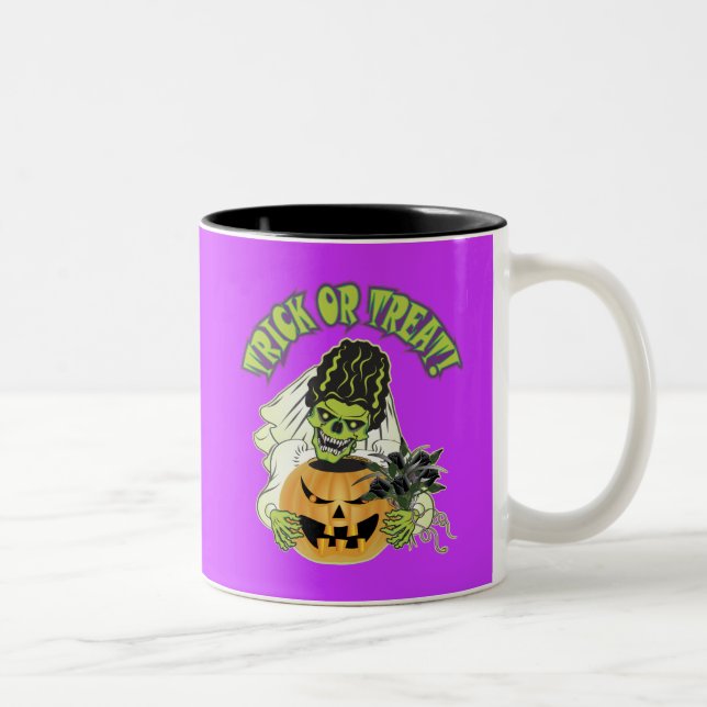 Caneca De Café Em Dois Tons Noiva de Frankenstein Skull (Direita)