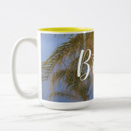 Caneca De Café Em Dois Tons Noiva Palm Trees Casando Mugs