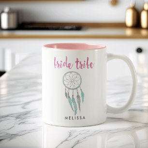 Caneca De Café Em Dois Tons Noiva Tribe Watercolor Dreamcatcher Bridesmaid