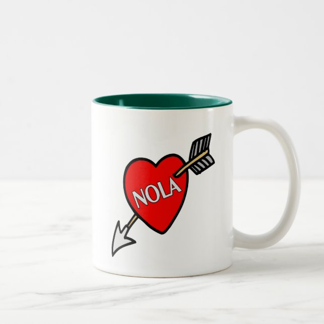 Caneca De Café Em Dois Tons NOLa Heart (Direita)