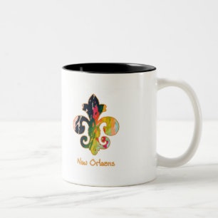 Caneca De Café Em Dois Tons NOLA pintou a flor de lis (1)