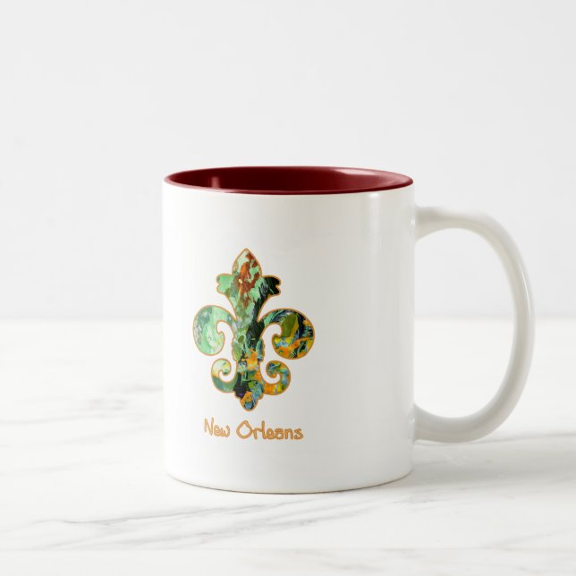 Caneca De Café Em Dois Tons NOLA pintou a flor de lis (6) (Direita)