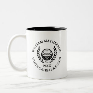 Caneca De Café Em Dois Tons Nome Clássico de Clube de Golfe Personalizado