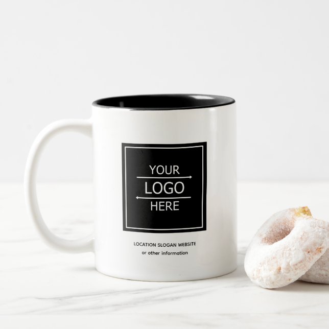 Caneca De Café Em Dois Tons Nome comercial preto personalizado e Mug de logoti (Com Donut)