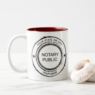 Caneca De Café Em Dois Tons Nome da Cidade do Selo com Densidade Pública Notár