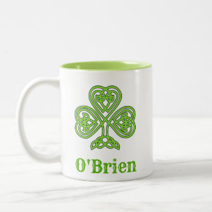 Caneca De Café Em Dois Tons Nome da Família Irlandesa Cell Heritage Shamrock