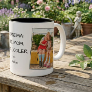 Caneca De Café Em Dois Tons Nome da Foto da Vovó Como a Mamãe Mas Mais Legal