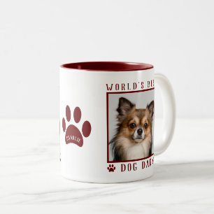 Caneca De Café Em Dois Tons Nome da Foto do Melhor Pai de Cachorro do Mundo Ma