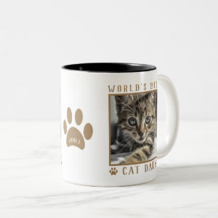 Caneca De Café Em Dois Tons Nome da Pegada do Melhor Pai de Gato do Mundo Foto