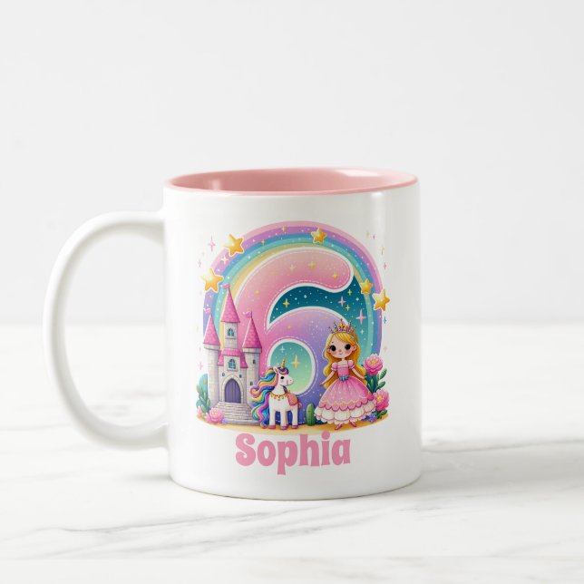 Caneca De Café Em Dois Tons Nome da princesa Reino encantado (Esquerda)