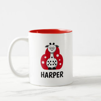 Caneca De Café Em Dois Tons Nome da Safári de Girafa em Aquarela Fofa de Menin