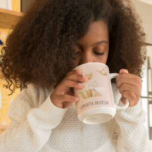 Caneca De Café Em Dois Tons Nome de Criança Rosa Pastel de Beleza Moderna
