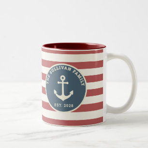 Caneca De Café Em Dois Tons Nome de Família Personalizado Bandeira Americana M