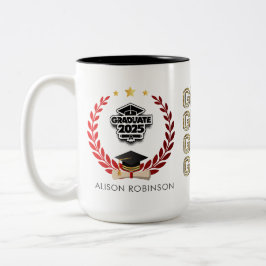 Caneca De Café Em Dois Tons Nome de Formando Dourado personalizado e Oferta de