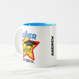 Caneca De Café Em Dois Tons Nome de Foto Editável para o Logotipo Super Forman