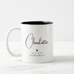 Caneca De Café Em Dois Tons Nome de Script Moderno Simples de Casamento de Bri