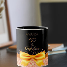 Caneca De Café Em Dois Tons Nome do arco elegante de ouro preto de 60 anos