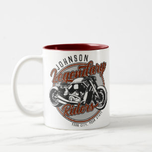 Caneca De Café Em Dois Tons NOME DO Biker Legendário Do Cavaleiro De Motociclo