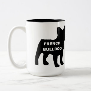 Caneca De Café Em Dois Tons nome do buldogue francês silhouette