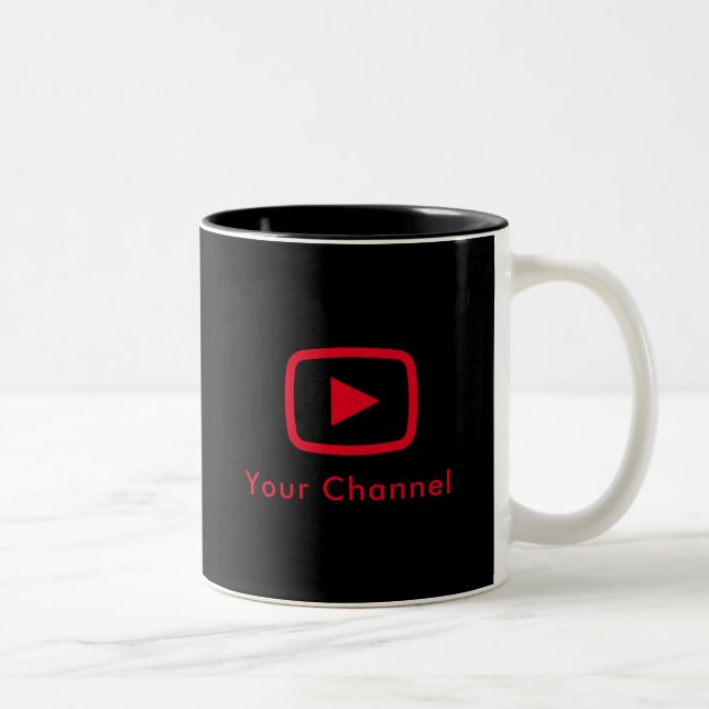 Caneca De Café Em Dois Tons Nome do Canal Youtube Preto Personalizado (Direita)
