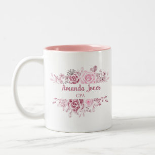 Caneca De Café Em Dois Tons Nome do Cliente CPA Contador Rosa
