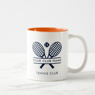 Caneca De Café Em Dois Tons Nome do Clube de Ténis em Azul Naval