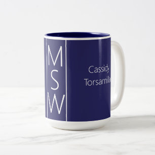 Caneca De Café Em Dois Tons Nome do formando MSW Azul