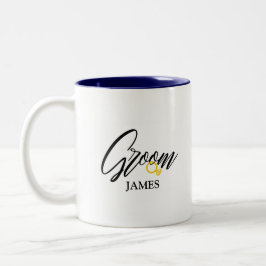 Caneca De Café Em Dois Tons Nome do grupo personalizado com anel de ouro