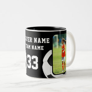 Caneca De Café Em Dois Tons Nome do Jogador de Futebol Número Equipe 2 Fotos