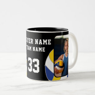 Caneca De Café Em Dois Tons Nome do Jogador de Volei Número Time 2 Fotos