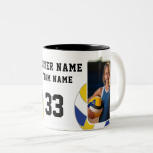 Caneca De Café Em Dois Tons Nome do Jogador de Volei Número Time 2 Fotos