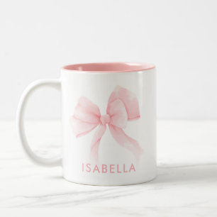 Caneca De Café Em Dois Tons Nome do Laço Rosa Coquette