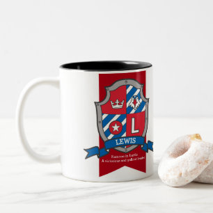 Caneca De Café Em Dois Tons Nome do Lewis que significa pássaro azul letra L