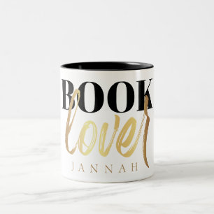 Caneca De Café Em Dois Tons Nome do Nerd do Livro do Livro Dourado do Script P