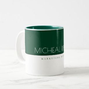 Caneca De Café Em Dois Tons Nome e cargo personalizados simples e verde
