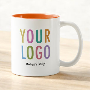 Caneca De Café Em Dois Tons Nome e logotipo da empresa do café laranja 11oz