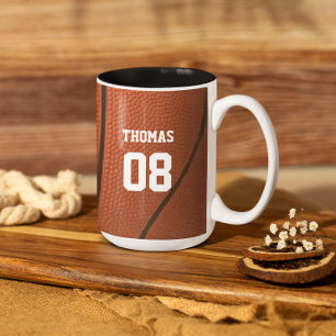 Caneca De Café Em Dois Tons Nome e número personalizados de basquete