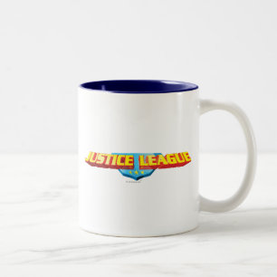 Caneca De Café Em Dois Tons Nome fino e logotipo blindado da Liga da Justiça