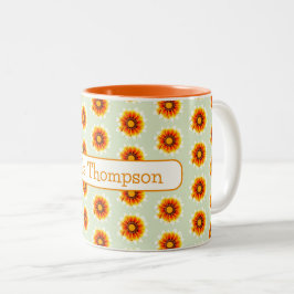 Caneca De Café Em Dois Tons Nome Floral Apreciação Do Professor No Final Do An