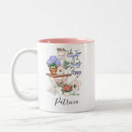 Caneca De Café Em Dois Tons Nome Floral do Jardineiro Encantador