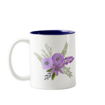 Nome + Flores de Aquarela com Lavanda Roxa 