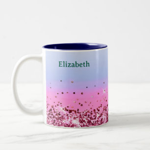 Caneca De Café Em Dois Tons Nome Glam Chic Brilhante Roxo Ametista