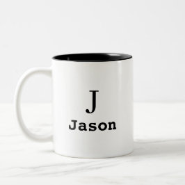 Caneca De Café Em Dois Tons Nome inicial do Monograma Elegante Personalizado