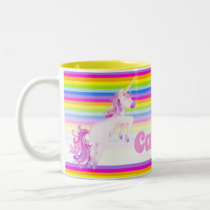 Caneca De Café Em Dois Tons Nome irrisório do costume da aguarela do unicórn