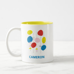 Caneca De Café Em Dois Tons Nome Modernista Geométrico Bauhaus Personalizado