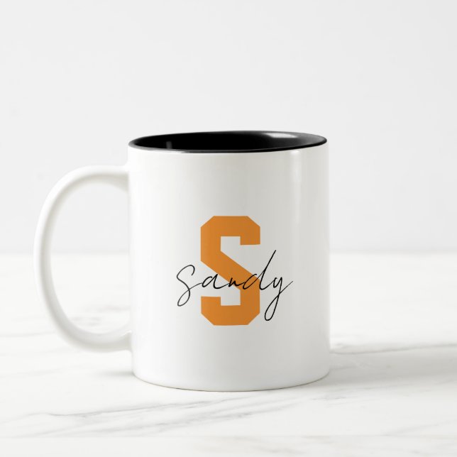 Caneca De Café Em Dois Tons Nome monograma  (Esquerda)