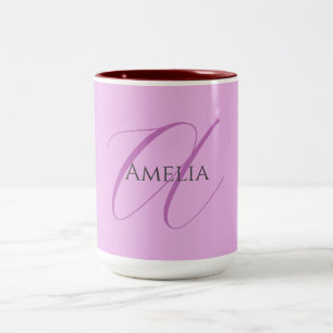 Caneca De Café Em Dois Tons Nome Monograma - Letra Inicial Orchid & Lilac