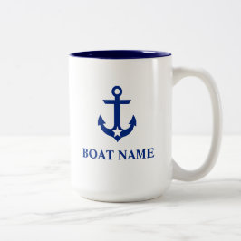 Caneca De Café Em Dois Tons Nome Náutico do Barco Anchor Estrela Grande