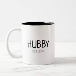 Caneca De Café Em Dois Tons Nome ou data personalizada do marido Hubby
